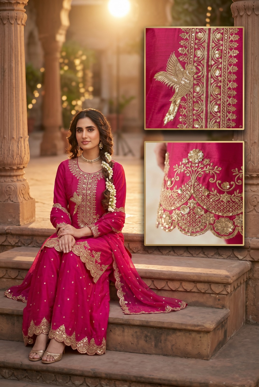 Roohaa Vol 18 Tora Silk Embroidered Salwar Suit — Wholesale Sharara Suits, MPA wholesale from Surat — view 7