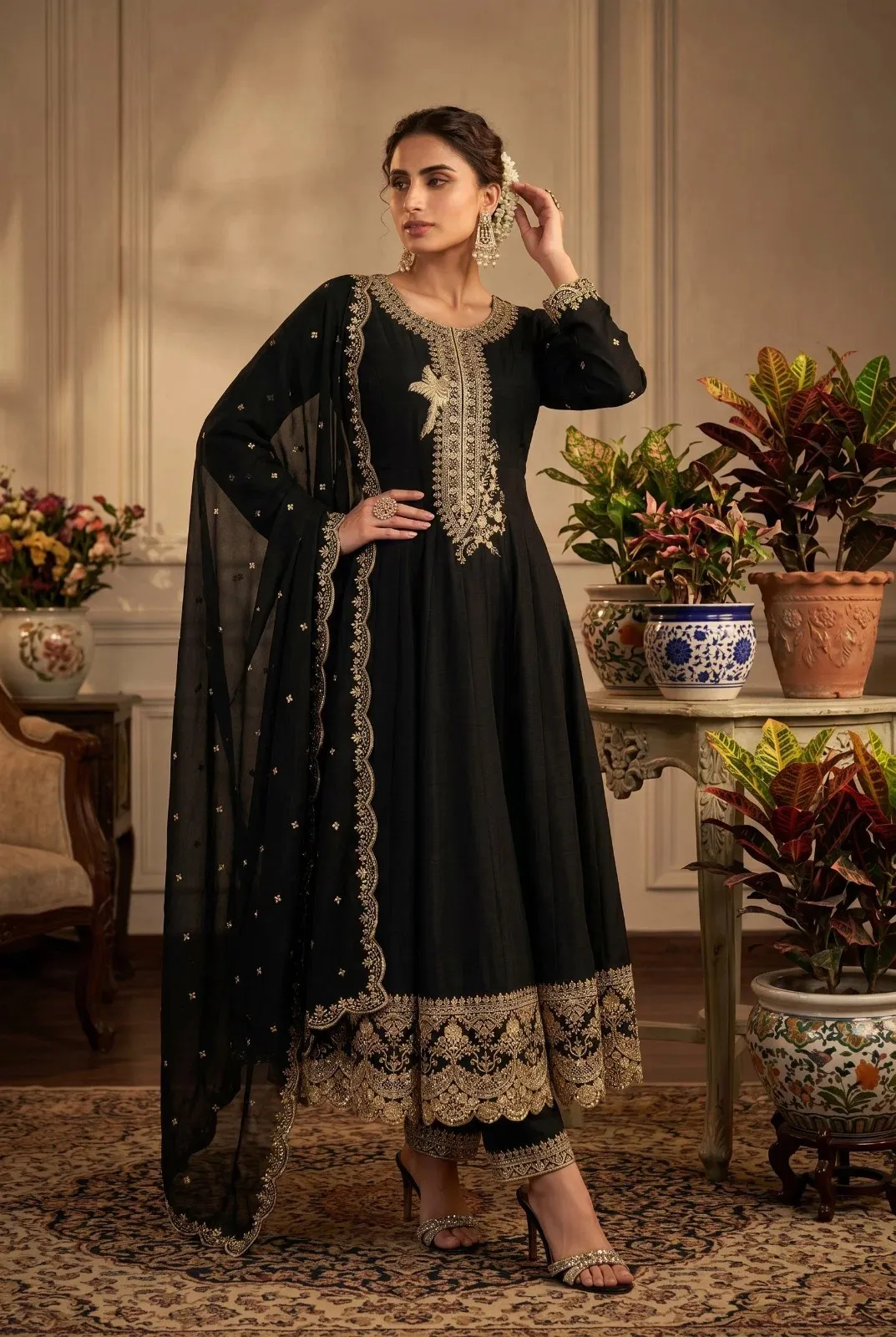 Roohaa Vol 20 Silk Embroidered Gown With Bottom Dupatta Set