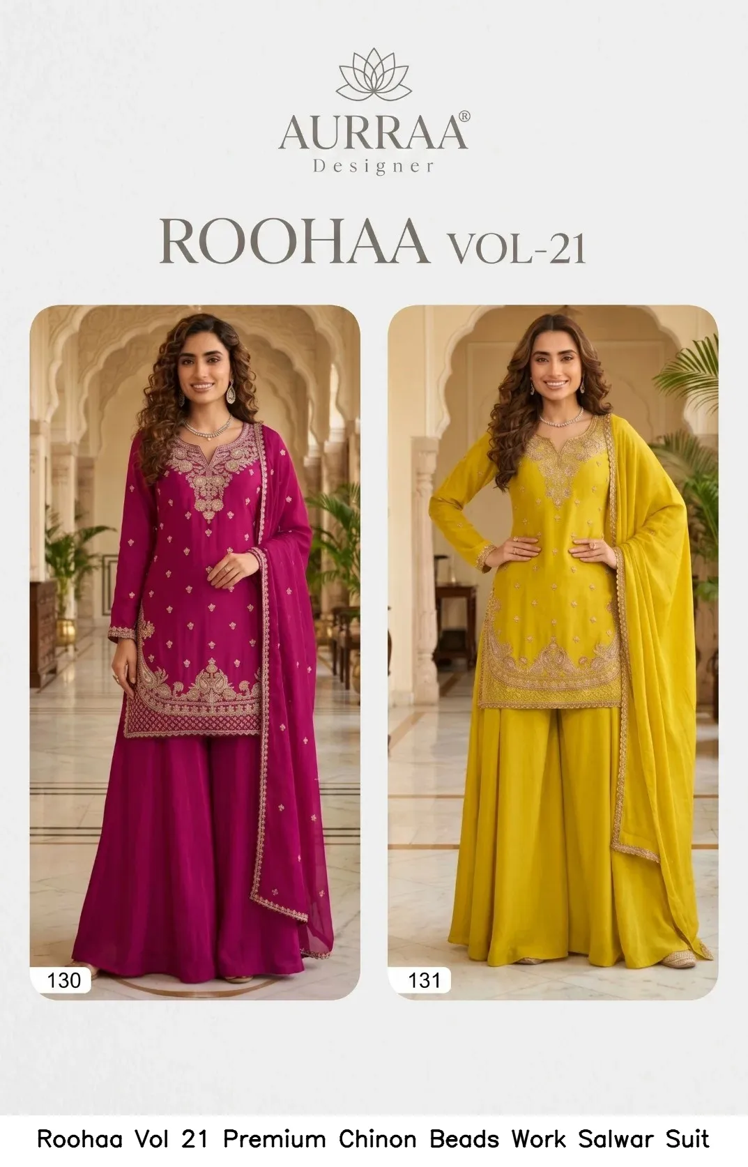 Roohaa Vol 21 Premium Chinon Beads Work Salwar Suit — Wholesale Readymade Pakistani Suits, Roohaa wholesale from Surat — view 2