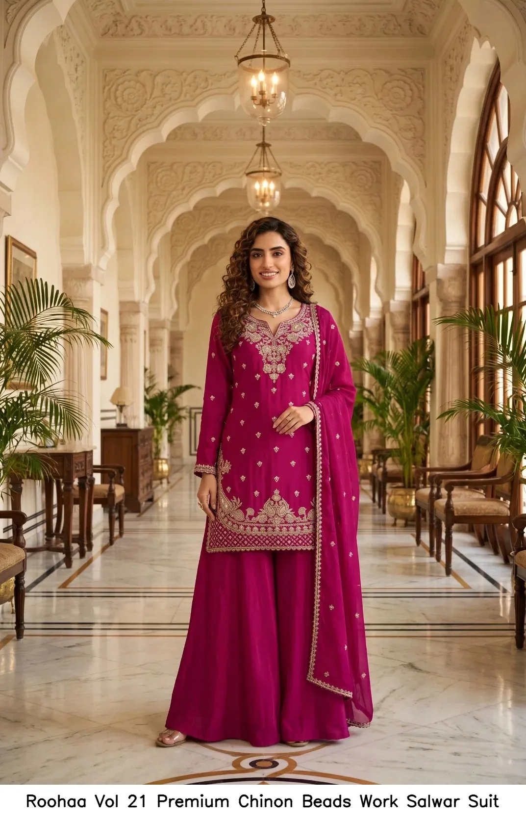Roohaa Vol 21 Premium Chinon Beads Work Salwar Suit — Wholesale Readymade Pakistani Suits, Roohaa wholesale from Surat — view 4