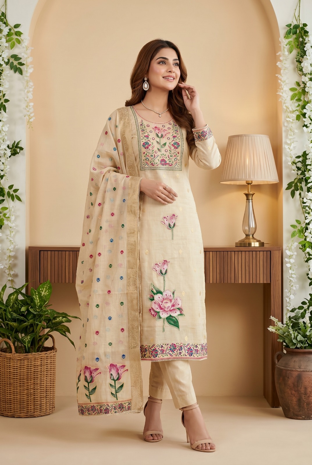 Roohaa Vol 27 Banarasi Cotton Hand Work Readymade Salwar Suit
