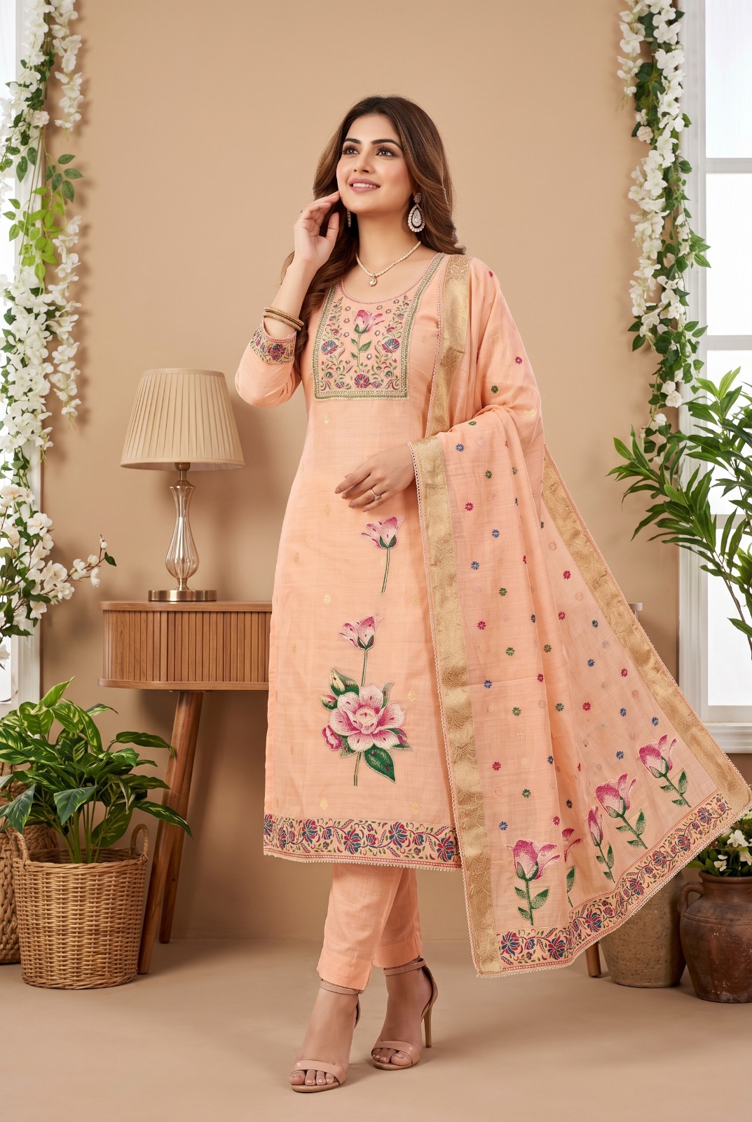 Roohaa Vol 27 Banarasi Cotton Hand Work Readymade Salwar Suit — Wholesale Readymade Suit, MPA wholesale from Surat — view 7