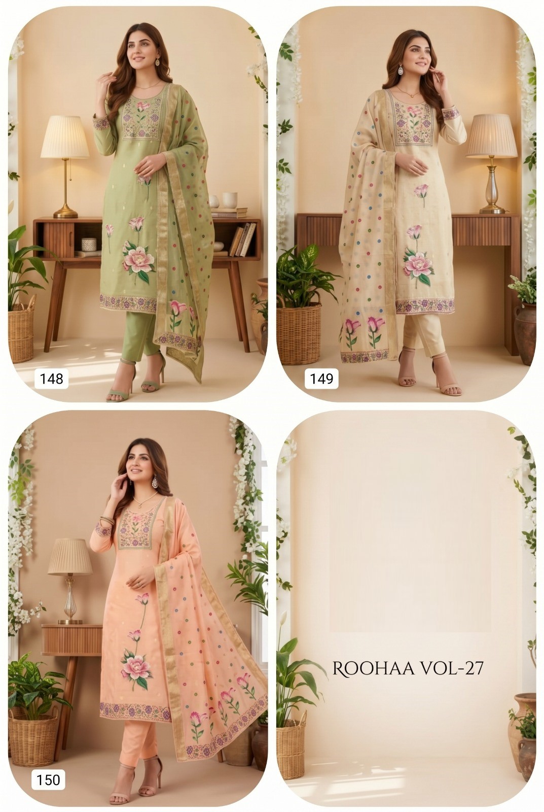 Roohaa Vol 27 Banarasi Cotton Hand Work Readymade Salwar Suit — Wholesale Readymade Suit, MPA wholesale from Surat — view 8