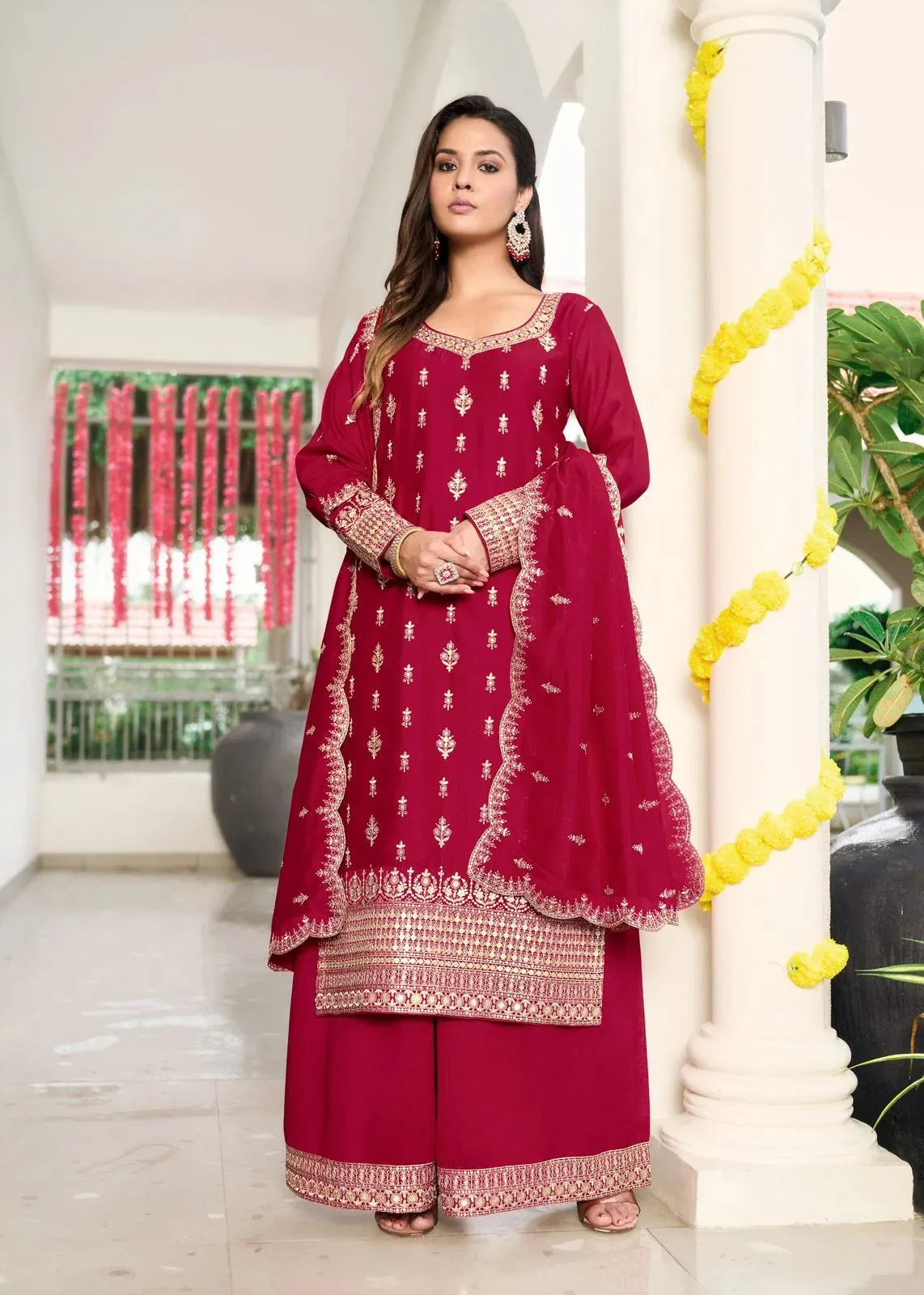 Sanika Sangeet Vichitra Silk Embroidered Salwar Kameez — Wholesale Readymade Pakistani Suits, Sanika wholesale from Surat — view 1