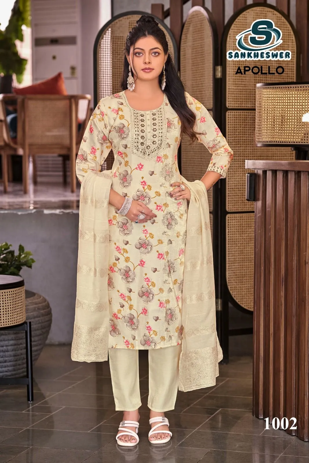 Sankheswer Apollo Vol 1 Roman Glass Printed Salwar Suit — Wholesale Salwar Suits, Sankheswer wholesale from Surat — view 1