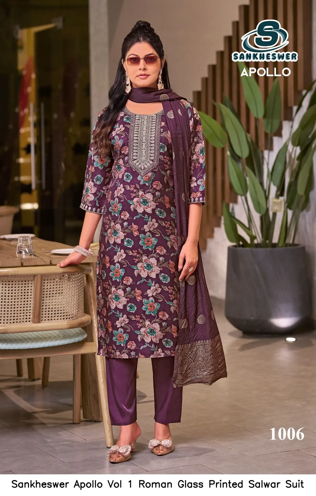 Sankheswer Apollo Vol 1 Roman Glass Printed Salwar Suit — Wholesale Salwar Suits, Sankheswer wholesale from Surat — view 3