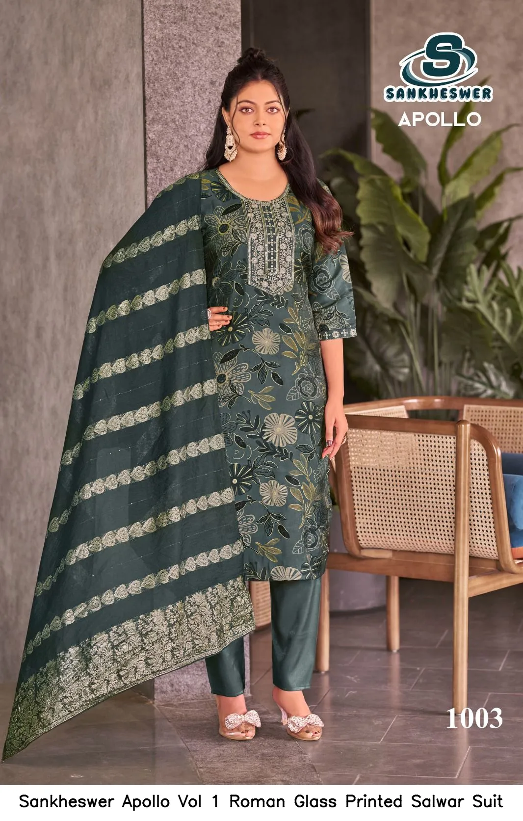 Sankheswer Apollo Vol 1 Roman Glass Printed Salwar Suit — Wholesale Salwar Suits, Sankheswer wholesale from Surat — view 8