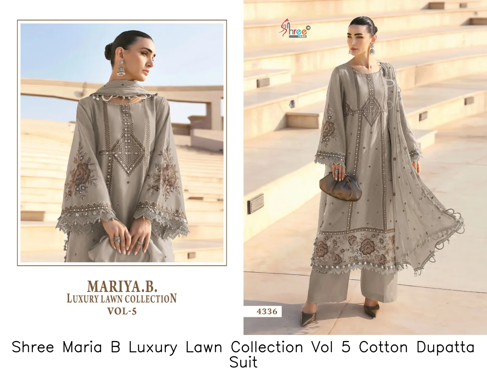 Shree Maria B Luxury Lawn Collection Vol 5 Cotton Dupatta Suit — Wholesale Dress Material, Shree wholesale from Surat — view 2