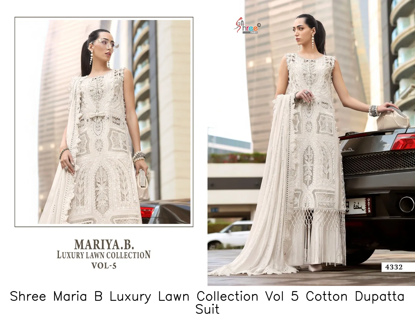 Shree Maria B Luxury Lawn Collection Vol 5 Cotton Dupatta Suit — Wholesale Dress Material, Shree wholesale from Surat — view 3
