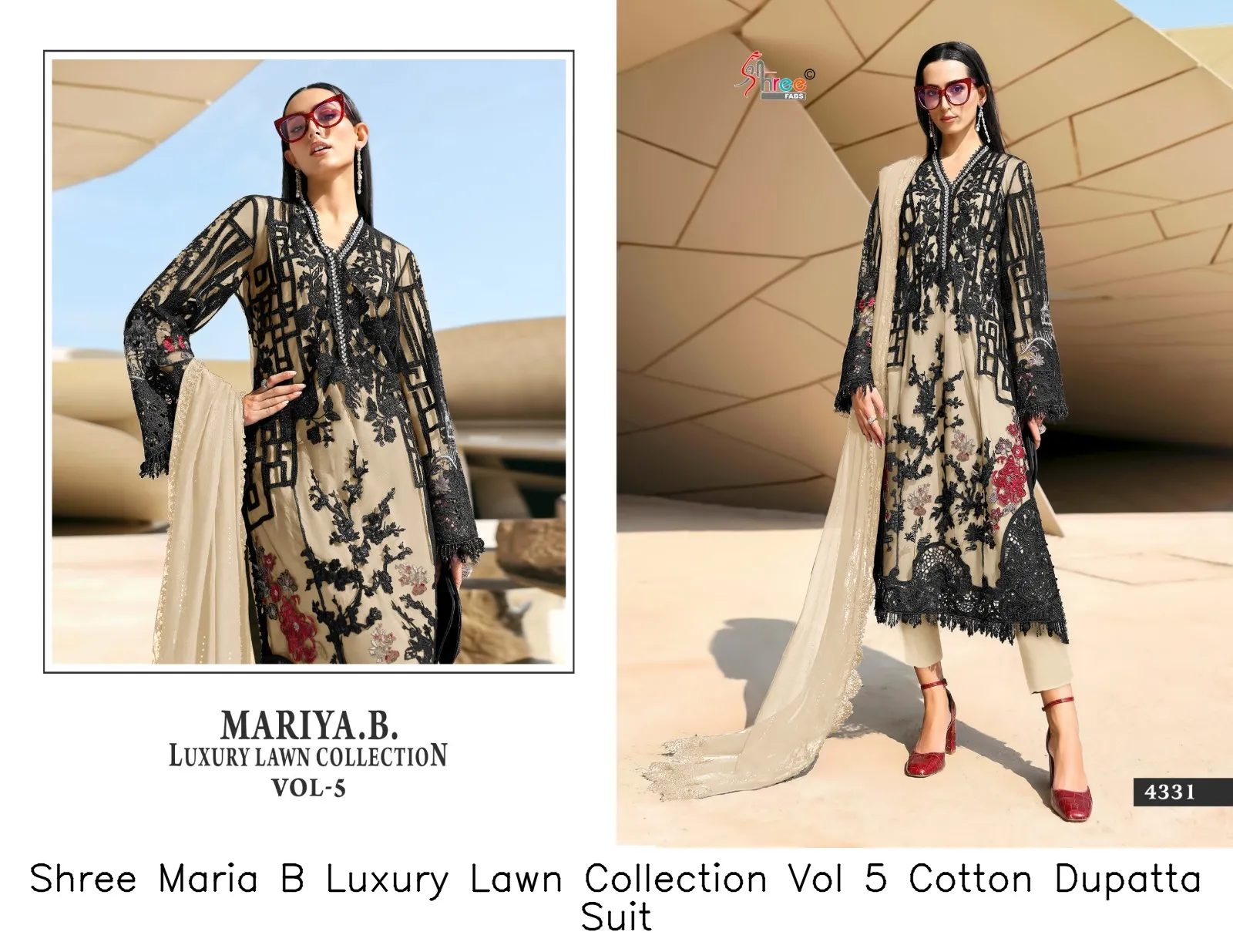 Shree Maria B Luxury Lawn Collection Vol 5 Cotton Dupatta Suit — Wholesale Dress Material, Shree wholesale from Surat — view 5