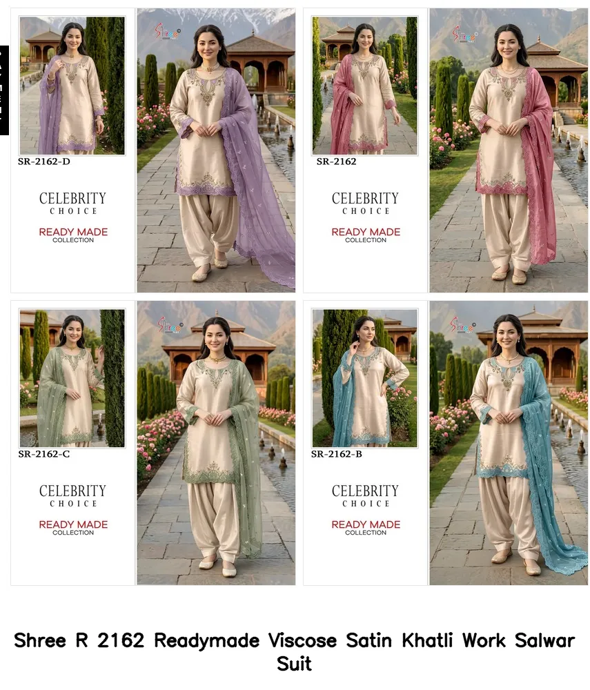 Shree R 2162 Readymade Viscose Satin Khatli Work Salwar Suit — Wholesale Readymade Pakistani Suits, Shree wholesale from Surat — view 2