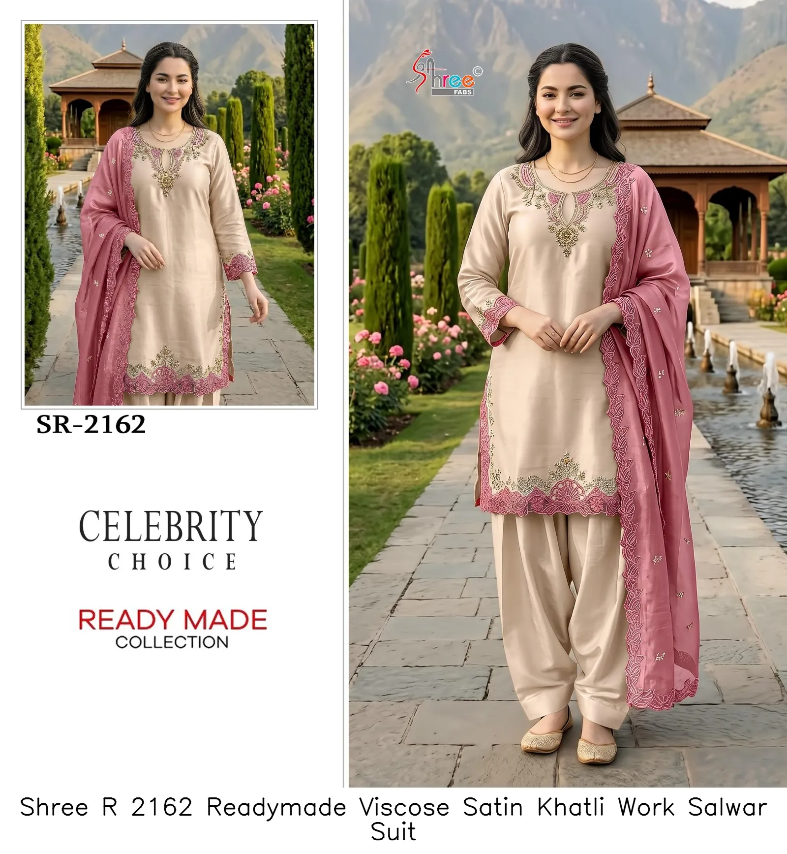 Shree R 2162 Readymade Viscose Satin Khatli Work Salwar Suit — Wholesale Readymade Pakistani Suits, Shree wholesale from Surat — view 5