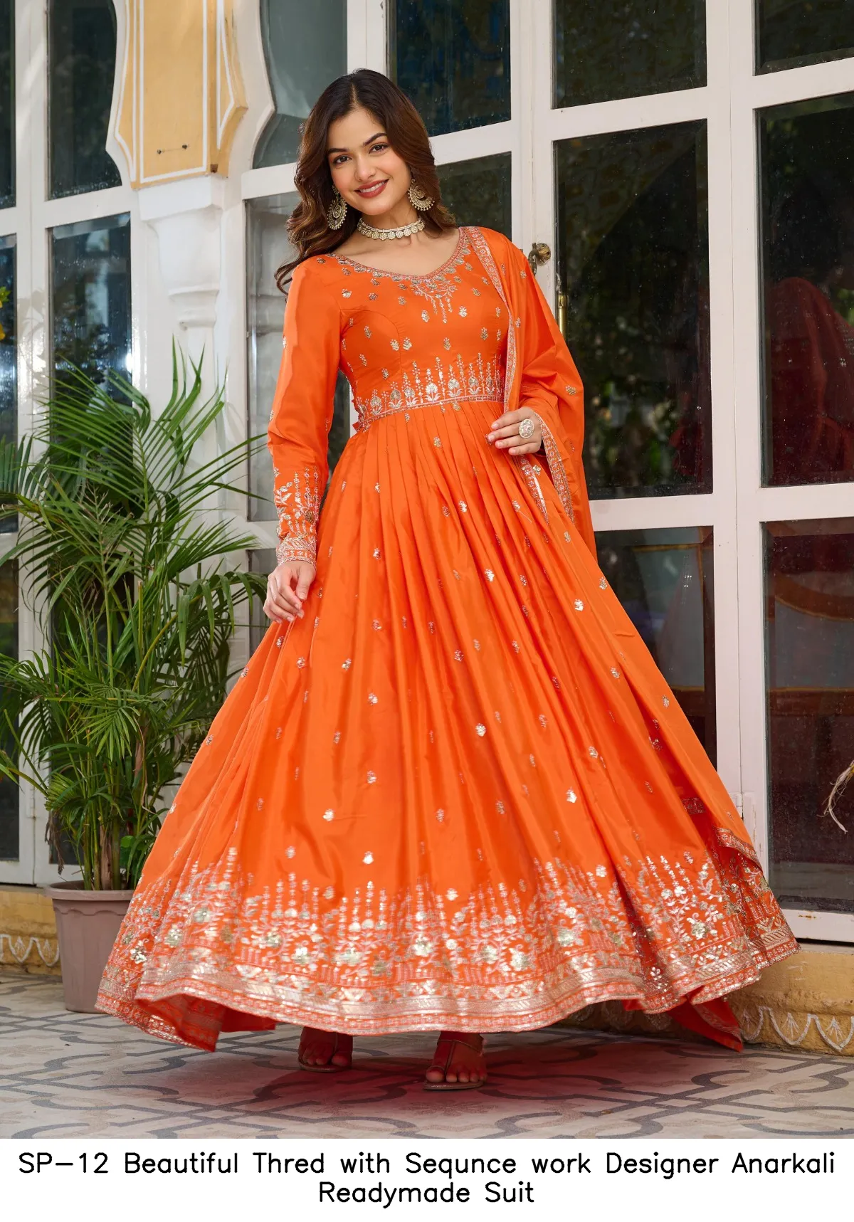 SP-12 Beautiful Thred with Sequnce work Designer Anarkali Readymade Suit — Designer Readymade Suits, Vardan Ethnic wholesale from Surat - Gallery Image 10