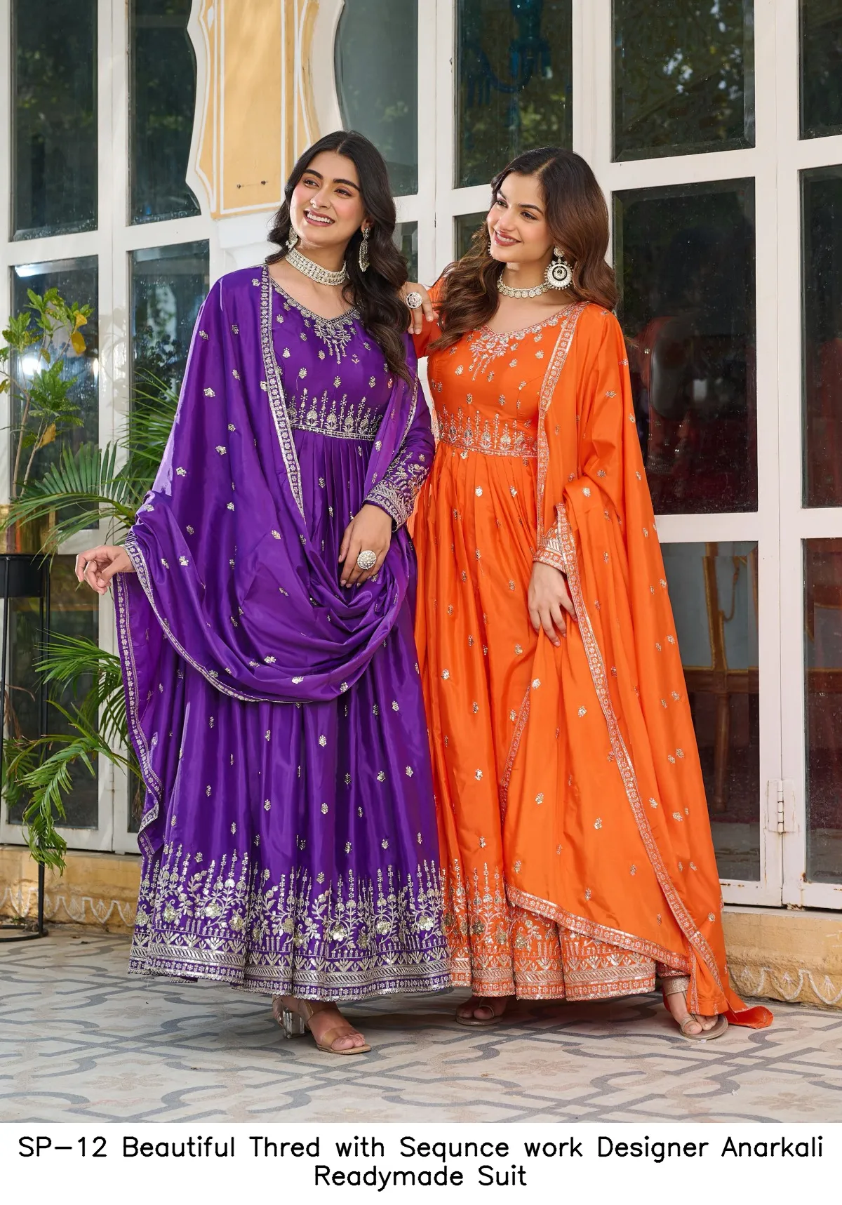 SP-12 Beautiful Thred with Sequnce work Designer Anarkali Readymade Suit — Designer Readymade Suits, Vardan Ethnic wholesale from Surat - Gallery Image 11