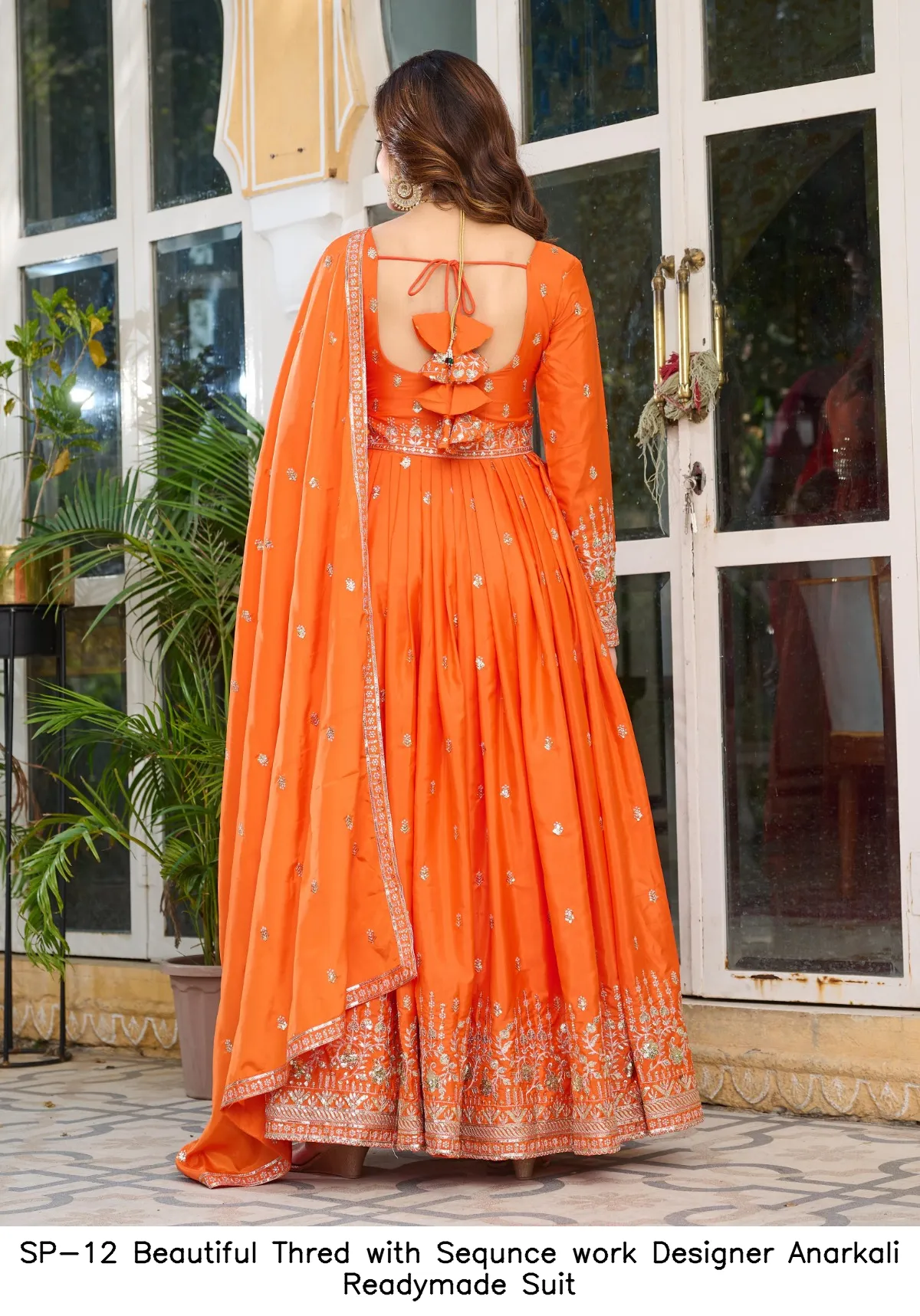 SP-12 Beautiful Thred with Sequnce work Designer Anarkali Readymade Suit — Designer Readymade Suits, Vardan Ethnic wholesale from Surat - Gallery Image 2