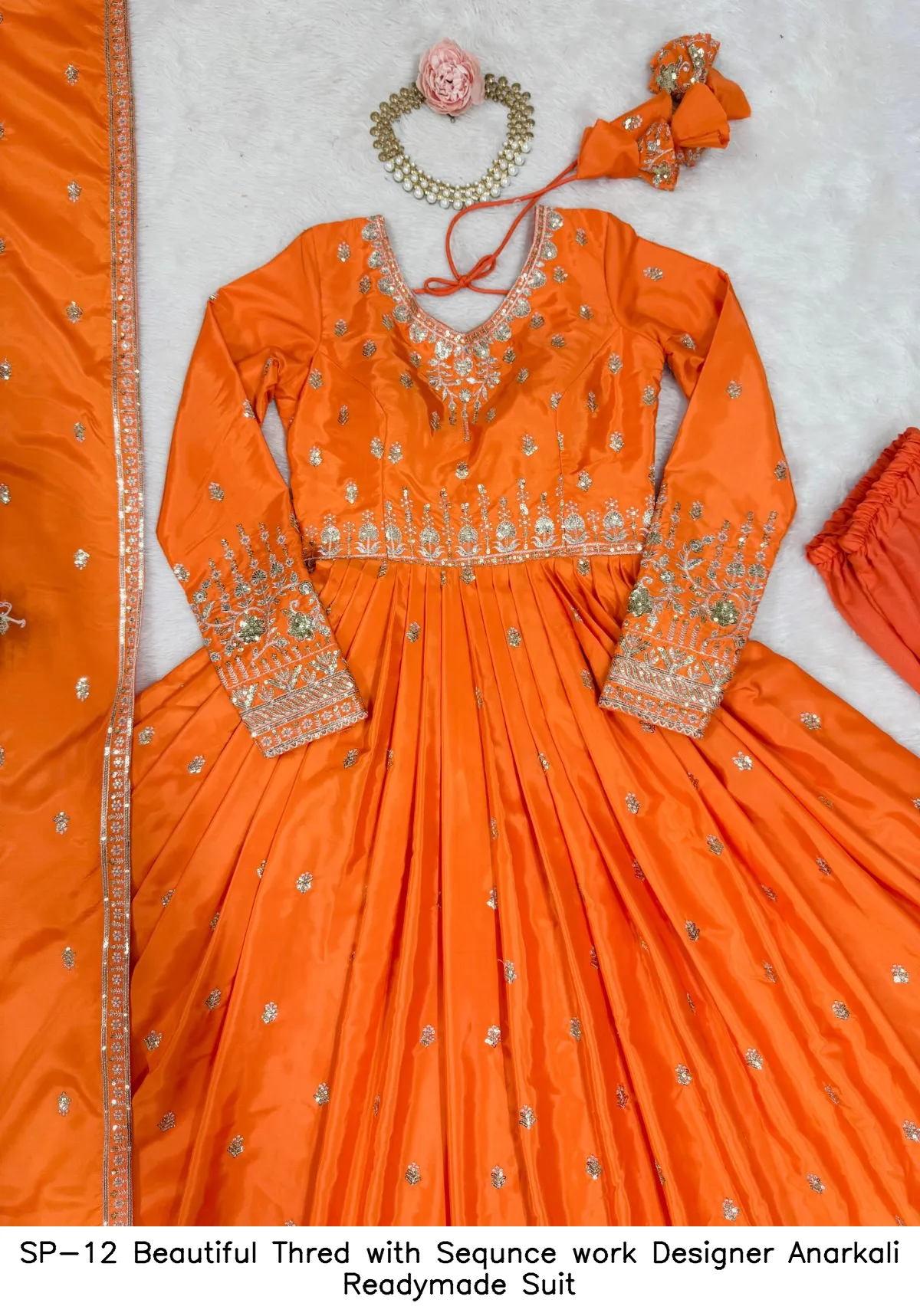 SP-12 Beautiful Thred with Sequnce work Designer Anarkali Readymade Suit — Designer Readymade Suits, Vardan Ethnic wholesale from Surat - Gallery Image 5