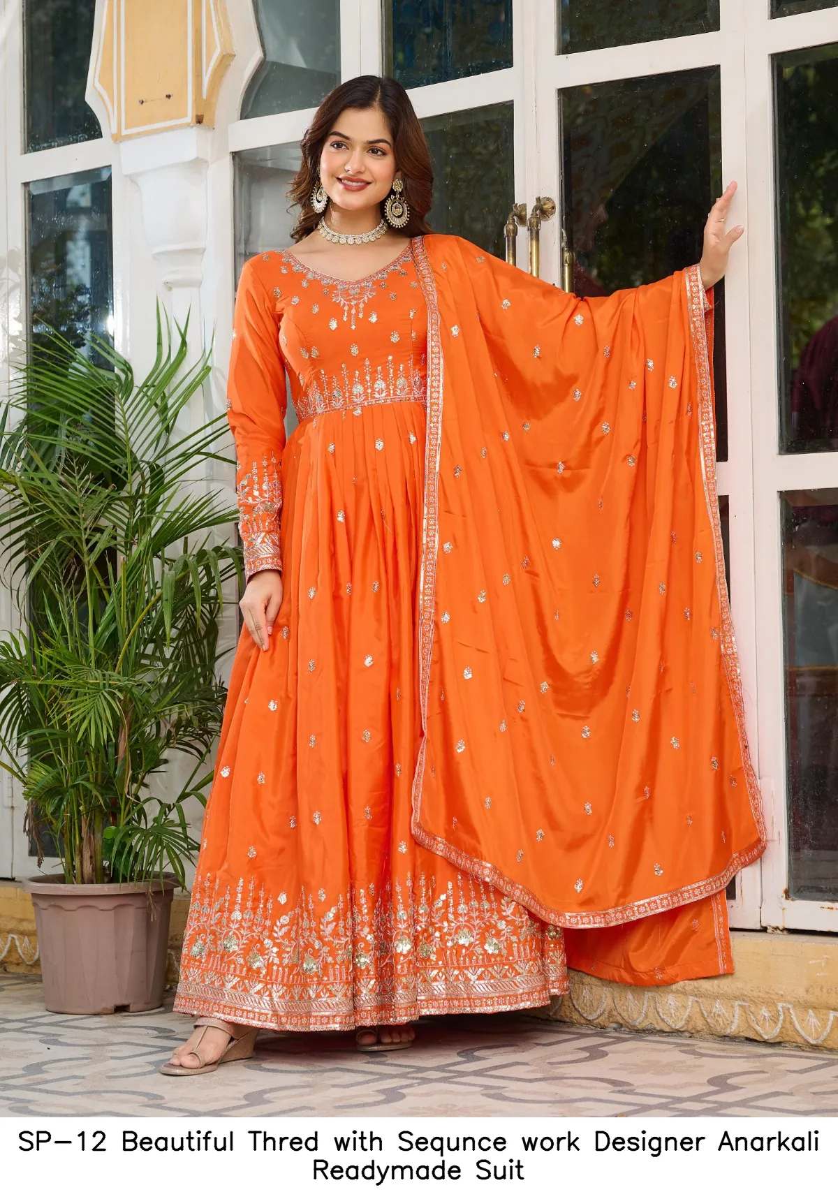 SP-12 Beautiful Thred with Sequnce work Designer Anarkali Readymade Suit — Designer Readymade Suits, Vardan Ethnic wholesale from Surat - Gallery Image 7