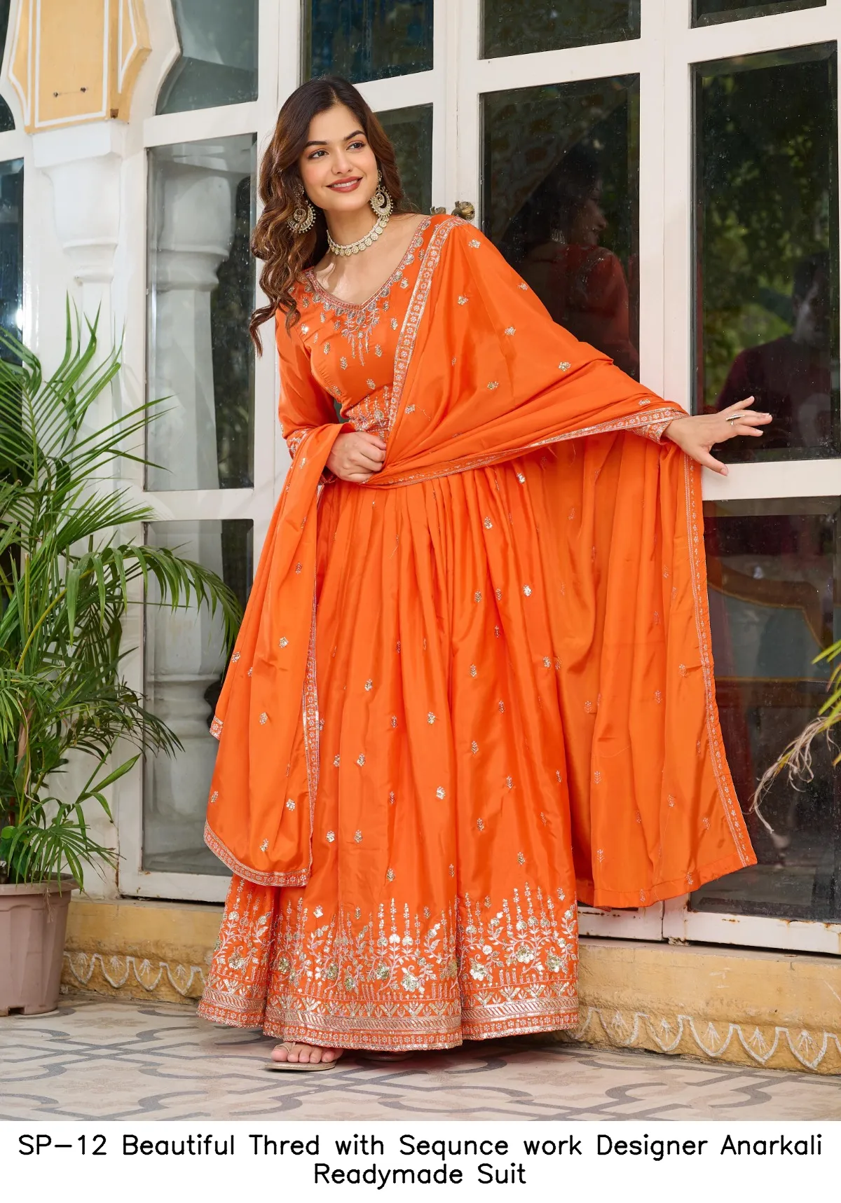 SP-12 Beautiful Thred with Sequnce work Designer Anarkali Readymade Suit — Designer Readymade Suits, Vardan Ethnic wholesale from Surat - Gallery Image 9