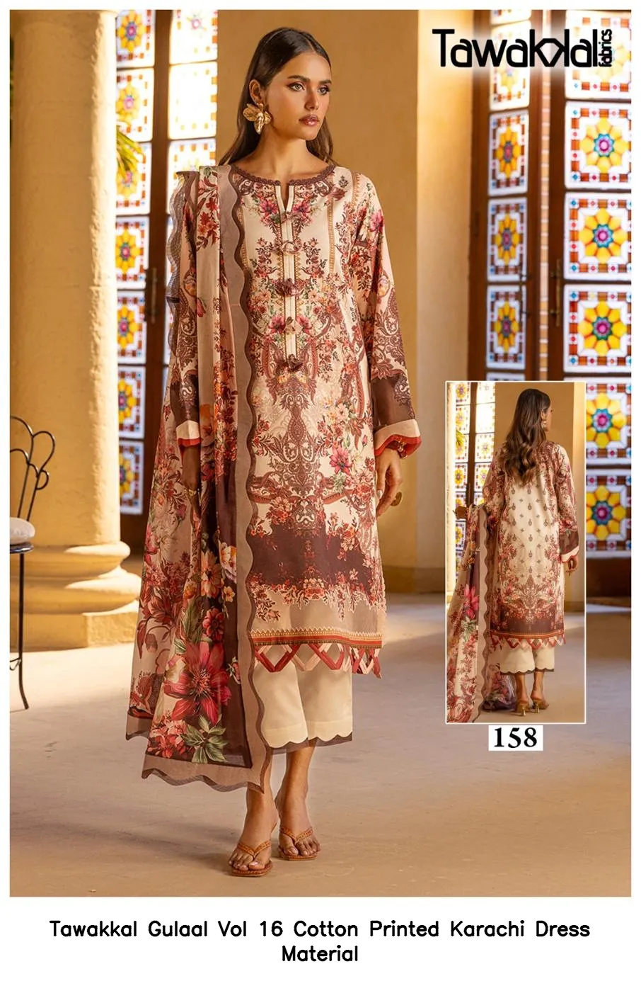 Tawakkal Gulaal Vol 16 Cotton Printed Karachi Dress Material — Wholesale Readymade Pakistani Suits, Tawakkal wholesale from Surat — Photo 4