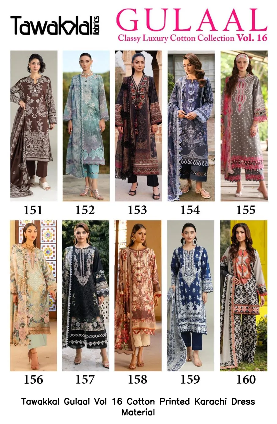 Tawakkal Gulaal Vol 16 Cotton Printed Karachi Dress Material — Wholesale Readymade Pakistani Suits, Tawakkal wholesale from Surat — Photo 6