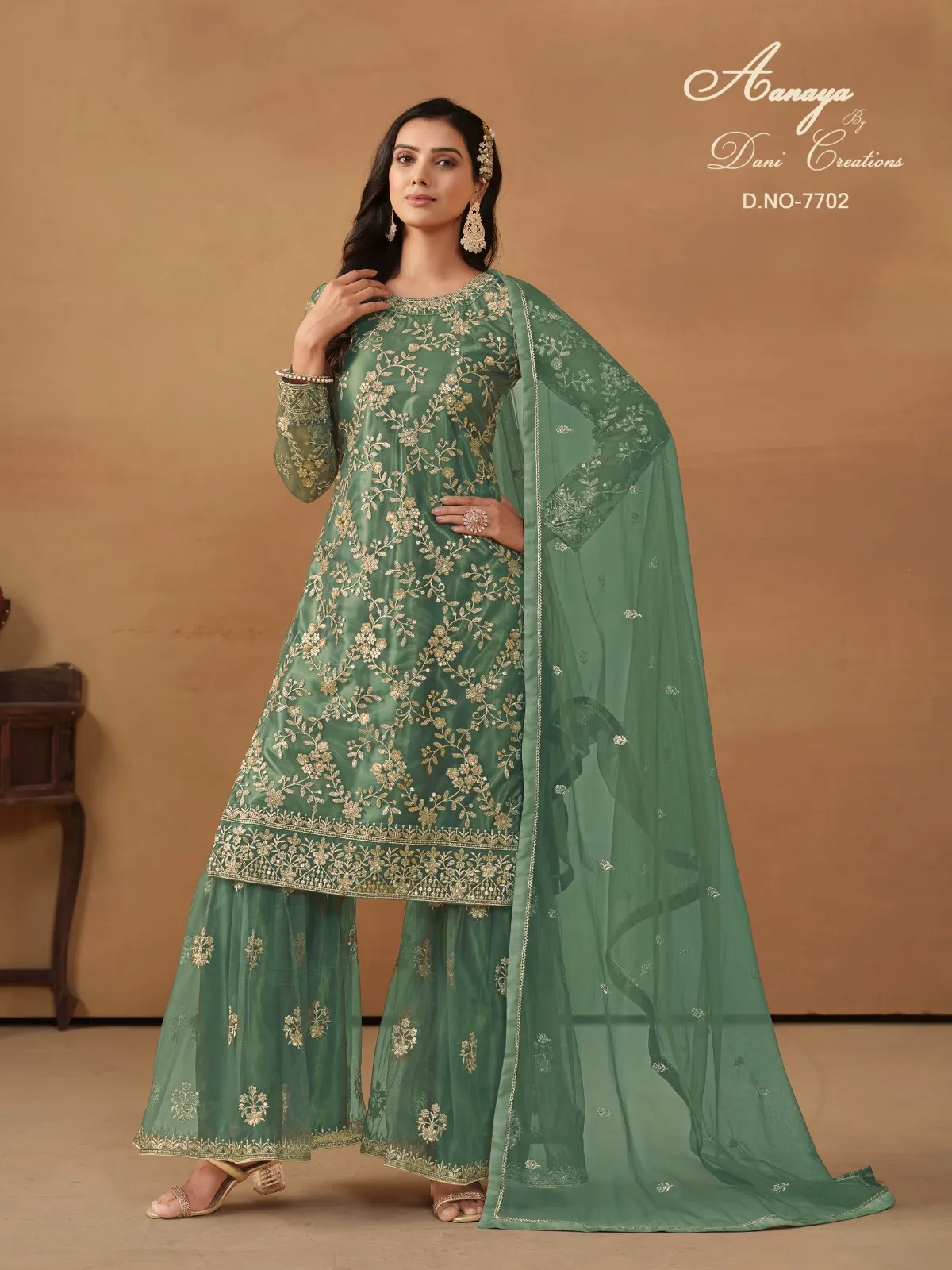 Twisha Aanaya 177 Satin Embroidery Work Sharara Salwar Suit
