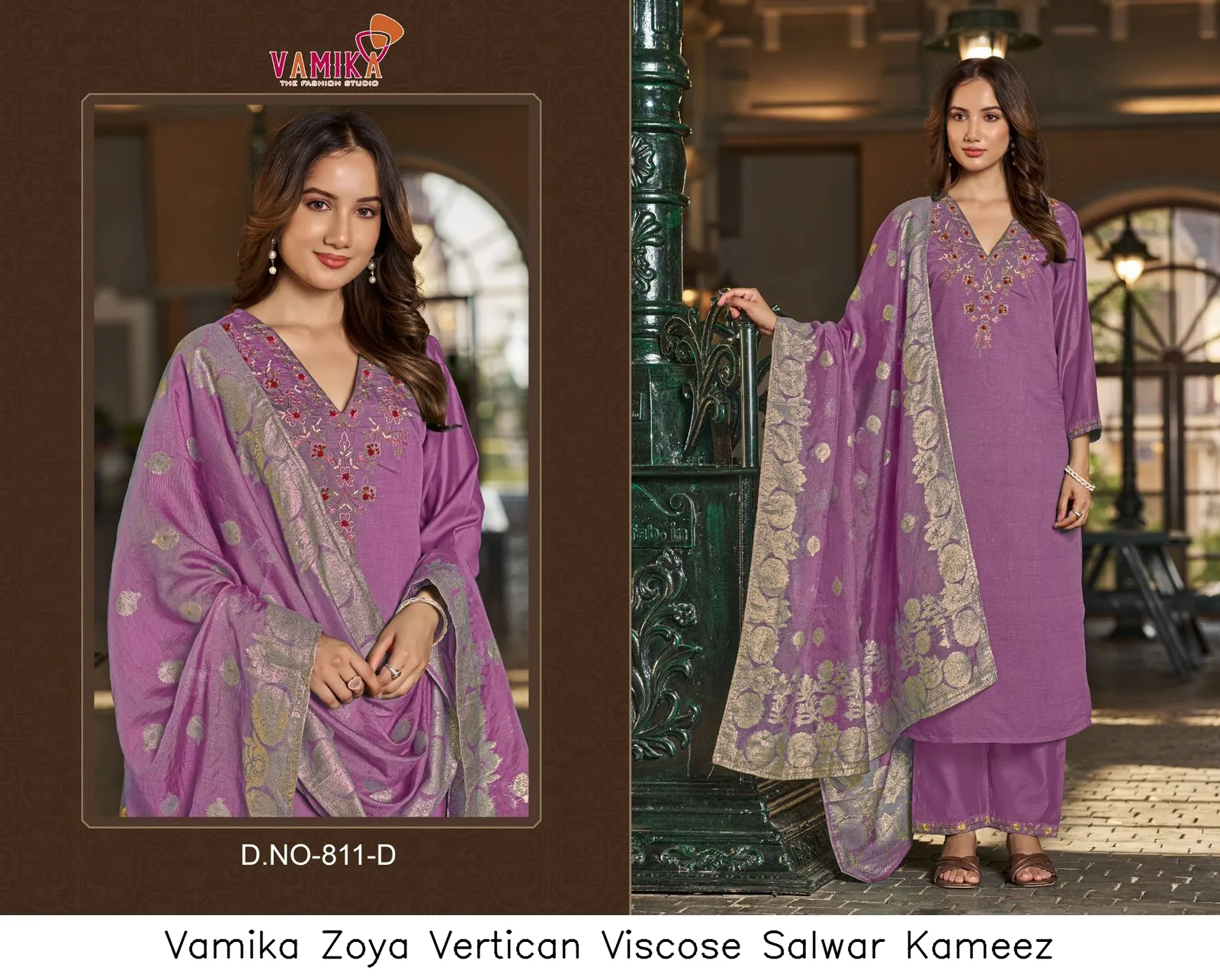 Vamika Zoya Vertican Viscose Salwar Kameez — Wholesale Readymade Pakistani Suits, vamika wholesale from Surat - Gallery Image 3