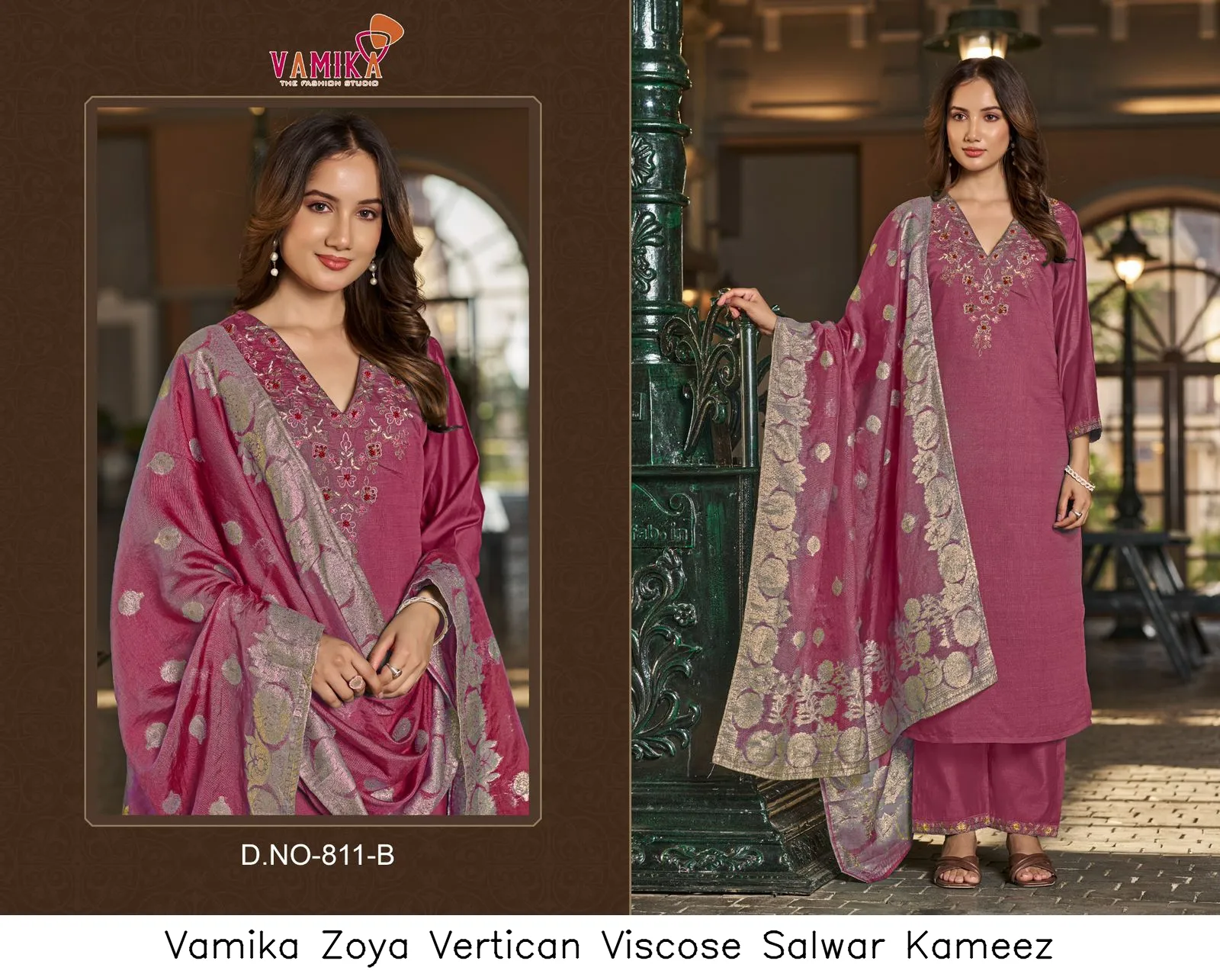 Vamika Zoya Vertican Viscose Salwar Kameez — Wholesale Readymade Pakistani Suits, vamika wholesale from Surat - Gallery Image 4