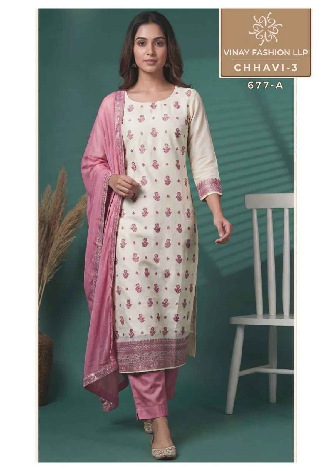 Vinay Kuleesh Chhavi Vol 3 Vis Muslin Handworked Salwar Kameez