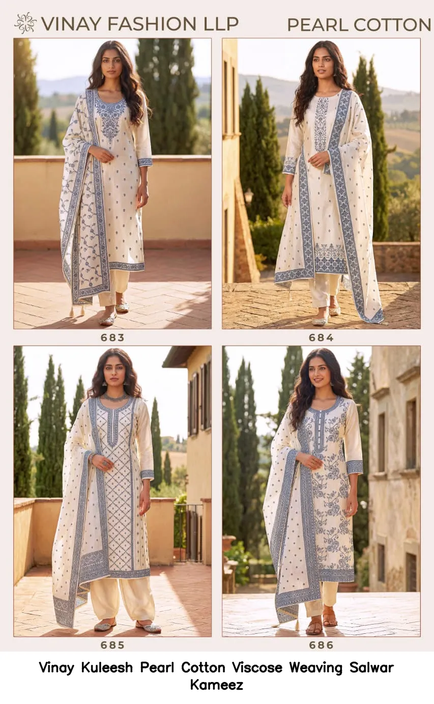 Vinay Kuleesh Pearl Cotton Viscose Weaving Salwar Kameez — Wholesale Salwar Suits, Vinay wholesale from Surat — view 2