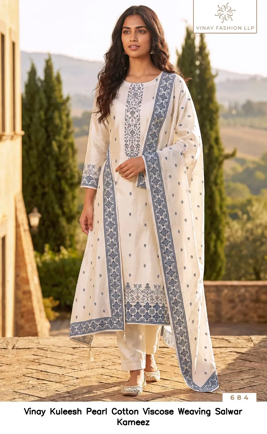 Vinay Kuleesh Pearl Cotton Viscose Weaving Salwar Kameez — Wholesale Salwar Suits, Vinay wholesale from Surat — view 3
