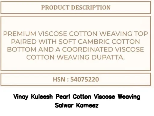 Vinay Kuleesh Pearl Cotton Viscose Weaving Salwar Kameez — Wholesale Salwar Suits, Vinay wholesale from Surat — view 4