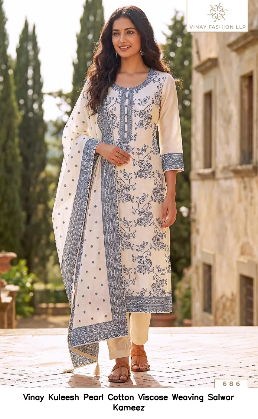 Vinay Kuleesh Pearl Cotton Viscose Weaving Salwar Kameez — Wholesale Salwar Suits, Vinay wholesale from Surat — view 6