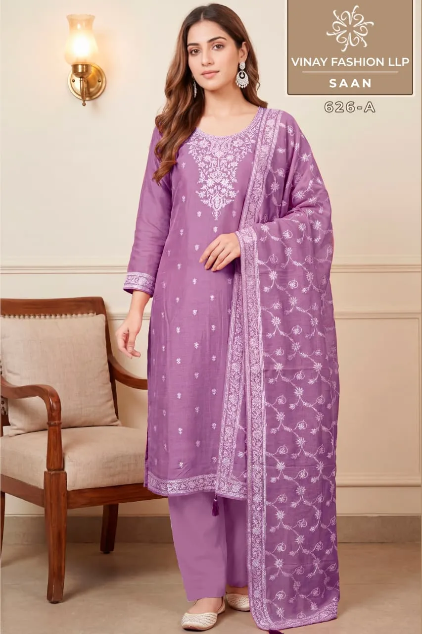 Vinay Kuleesh Saan Viscose Maslin Salwar Suot — Wholesale Salwar Suits, Vinay wholesale from Surat — view 1