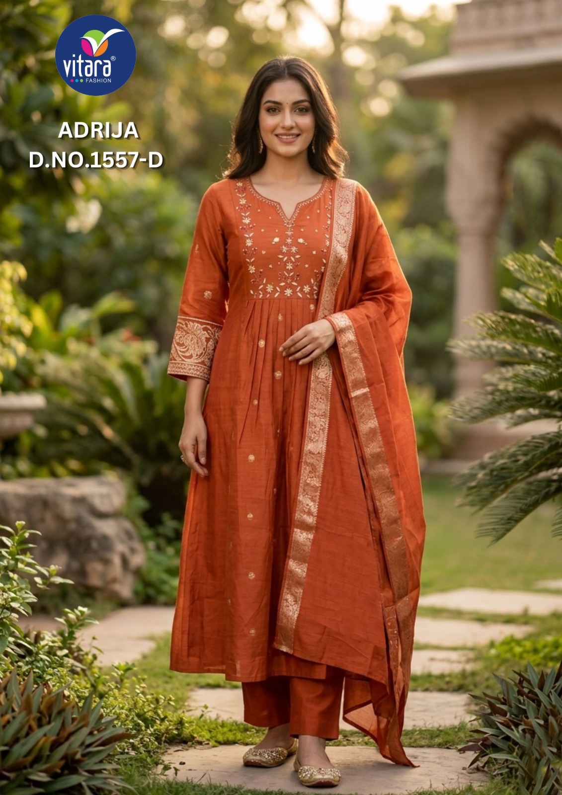 Vitara Adrija Kurti Set Mul Chanderi Jacquard Handwork Collection
