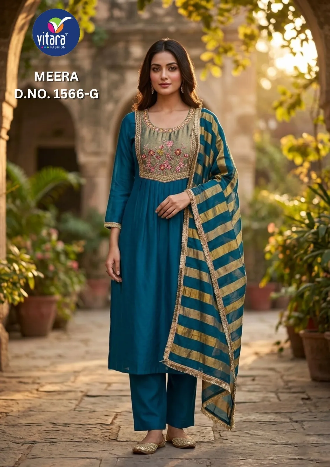 Vitara Meera Mul Chanderi Shimer Readymade Salwar  Suit