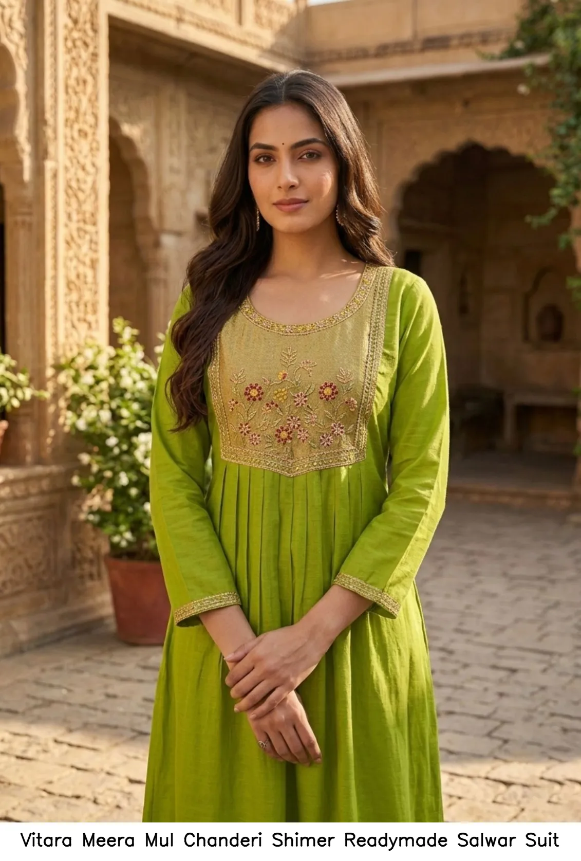 Vitara Meera Mul Chanderi Shimer Readymade Salwar Suit — Wholesale Kurti With Bottom Dupatta, Vitara Fashion wholesale from Surat - Gallery Image 2