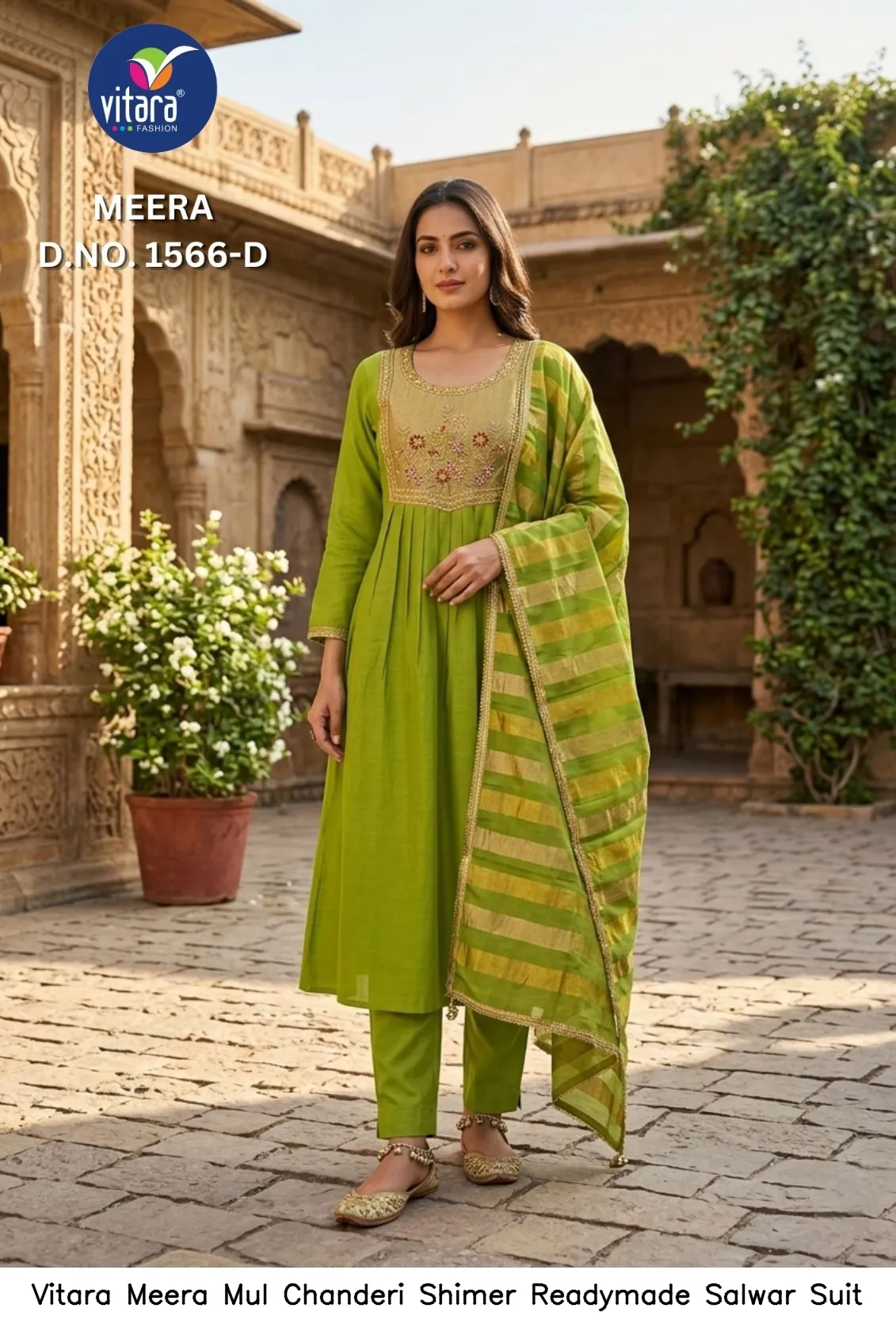 Vitara Meera Mul Chanderi Shimer Readymade Salwar Suit — Wholesale Kurti With Bottom Dupatta, Vitara Fashion wholesale from Surat - Gallery Image 6