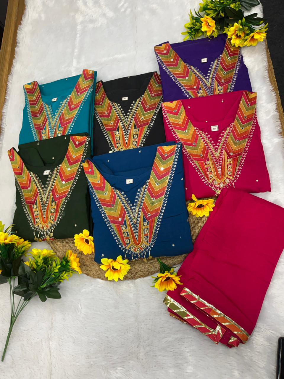 Vitara Morvi Kurti Set Mul Chanderi Embroidered Collection — Wholesale Readymade Suit, Vitara Fashion wholesale from Surat — view 8