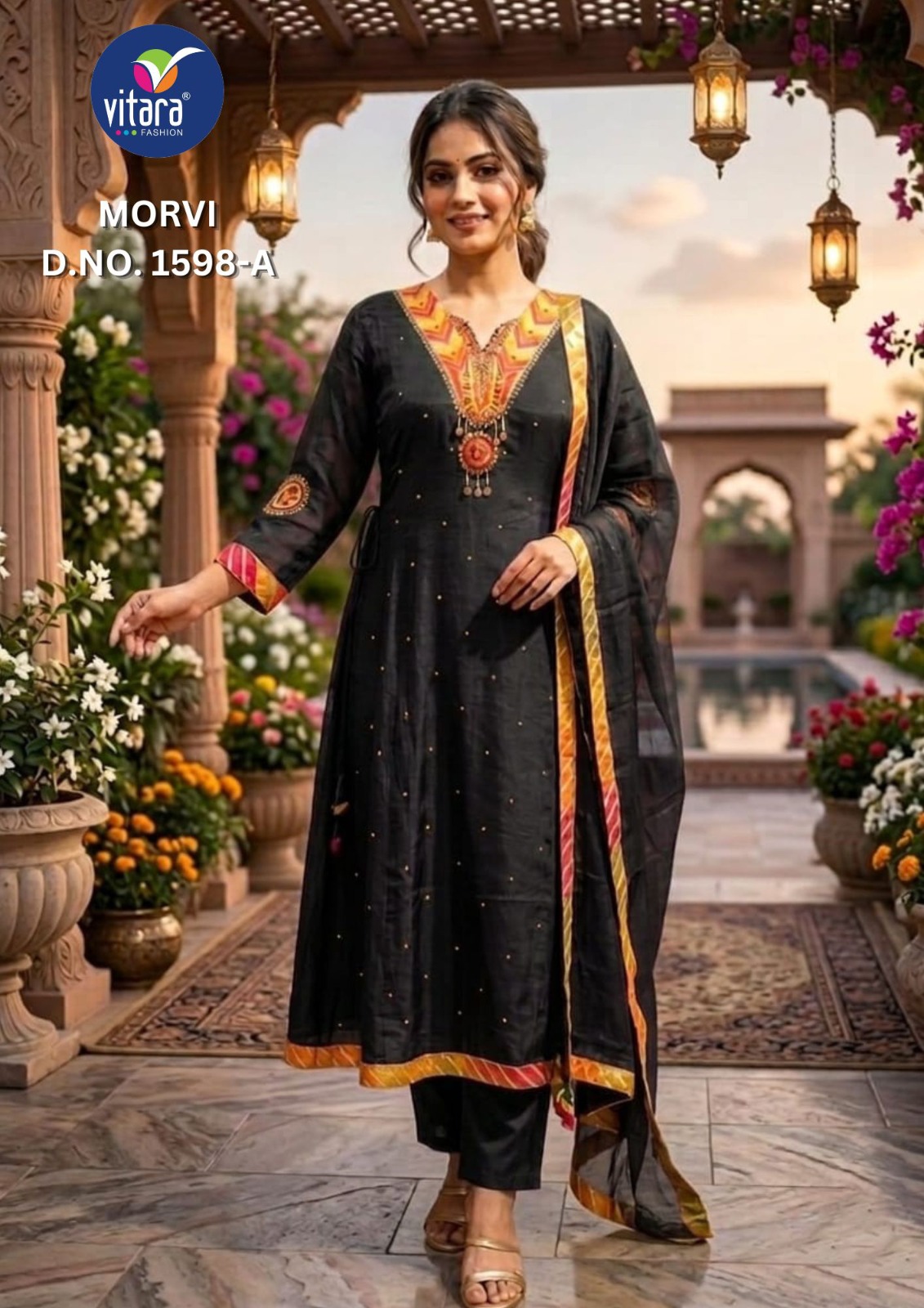 Vitara Morvi Kurti Set Mul Chanderi Embroidered Collection — Wholesale Readymade Suit, Vitara Fashion wholesale from Surat — view 5