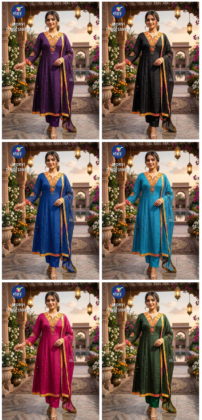 Vitara Morvi Kurti Set Mul Chanderi Embroidered Collection — Wholesale Readymade Suit, Vitara Fashion wholesale from Surat — view 7