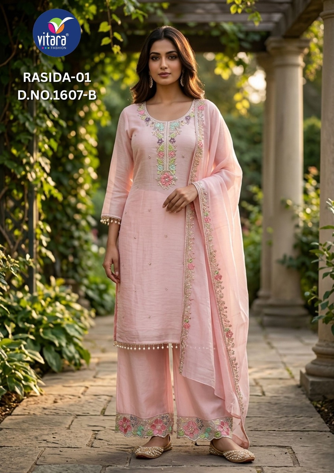 Vitara Rasida Vol 1 Gold Crush Beads Embroidered Kurti Set — Wholesale Readymade Suit, Vitara Fashion wholesale from Surat — view 5
