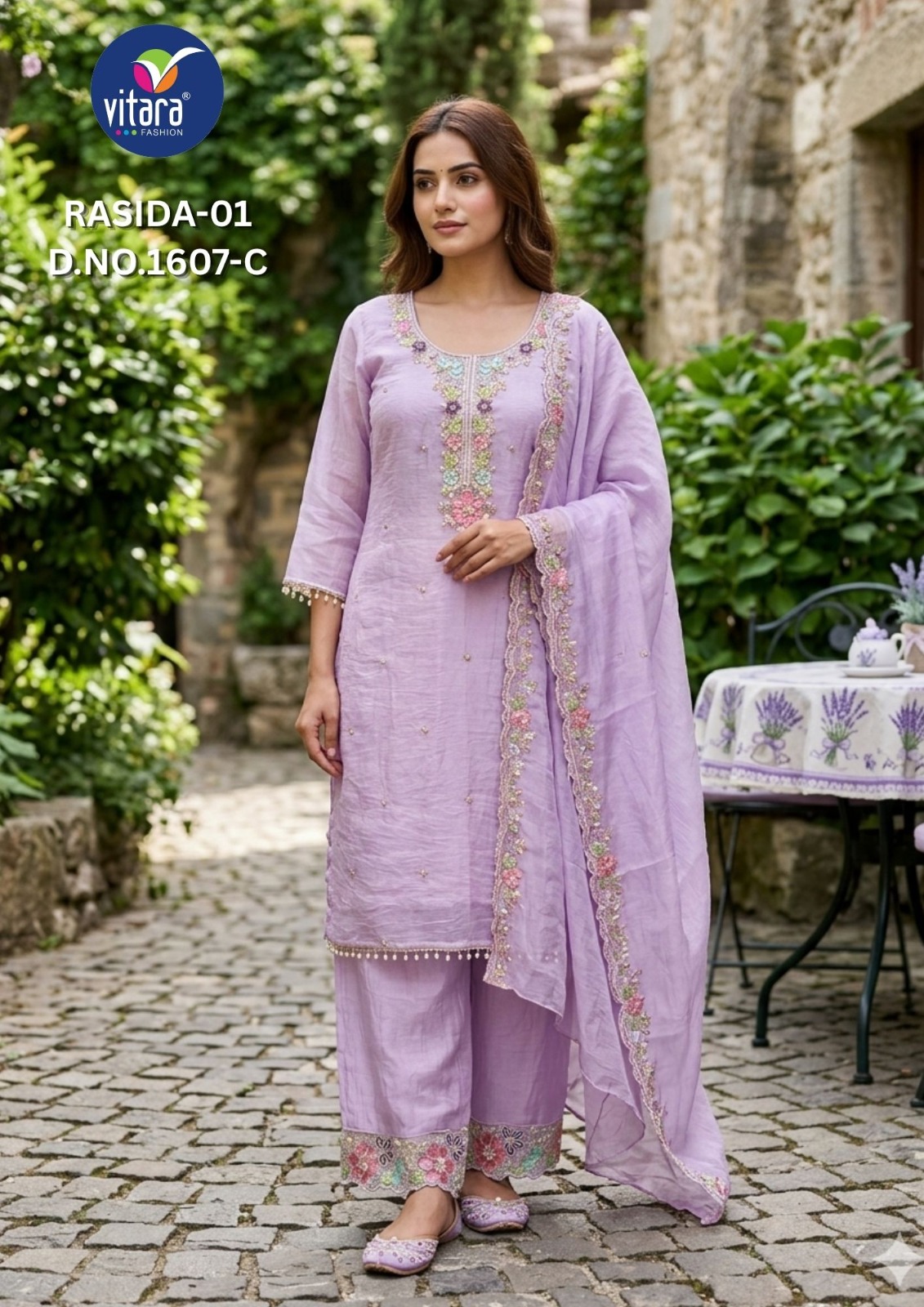 Vitara Rasida Vol 1 Gold Crush Beads Embroidered Kurti Set — Wholesale Readymade Suit, Vitara Fashion wholesale from Surat — view 4