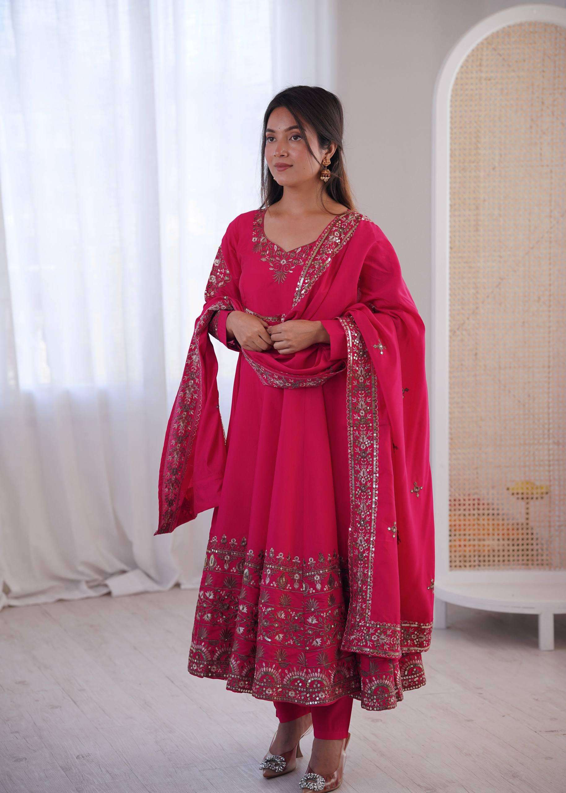 ZF-5016 Elegant Embroidered Sequence Designer Anarkali Set