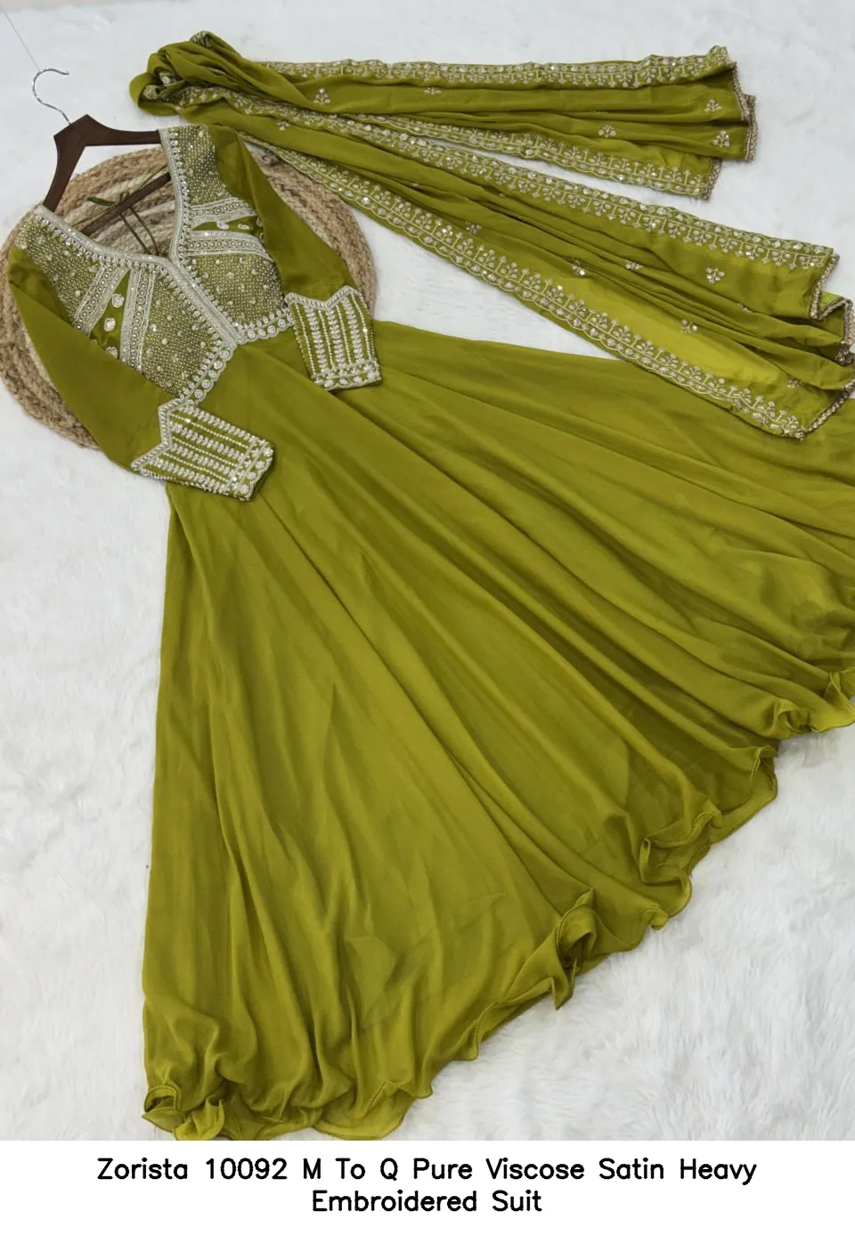 Zorista 10092 M To Q Pure Viscose Satin Heavy Embroidered  Suit — Wholesale Salwar Suits, Zorista wholesale from Surat — view 10