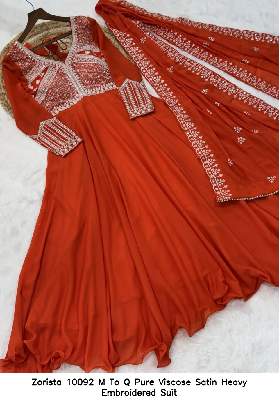 Zorista 10092 M To Q Pure Viscose Satin Heavy Embroidered  Suit — Wholesale Salwar Suits, Zorista wholesale from Surat — view 11