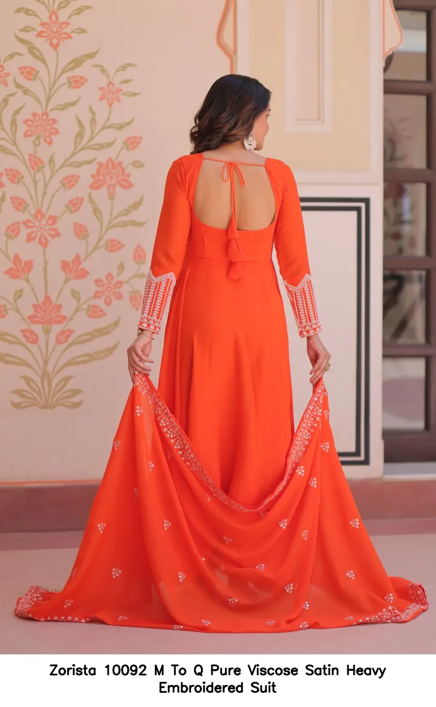 Zorista 10092 M To Q Pure Viscose Satin Heavy Embroidered Suit — Wholesale Readymade Pakistani Suits, Zorista wholesale from Surat — Photo 3