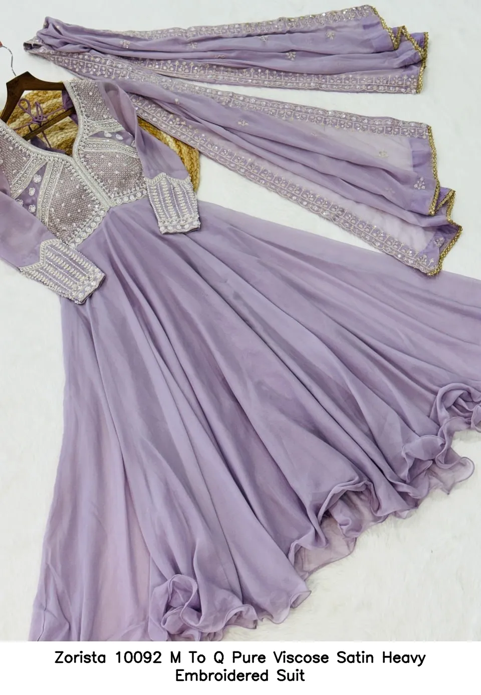 Zorista 10092 M To Q Pure Viscose Satin Heavy Embroidered Suit — Wholesale Readymade Pakistani Suits, Zorista wholesale from Surat — Photo 6