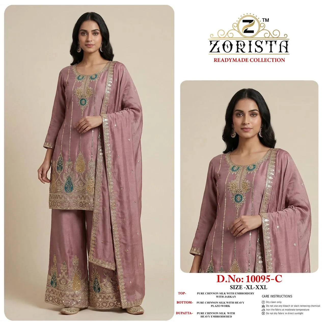 Zorista 10095 A To D Readymade Chinon Silk Pakistani Suit