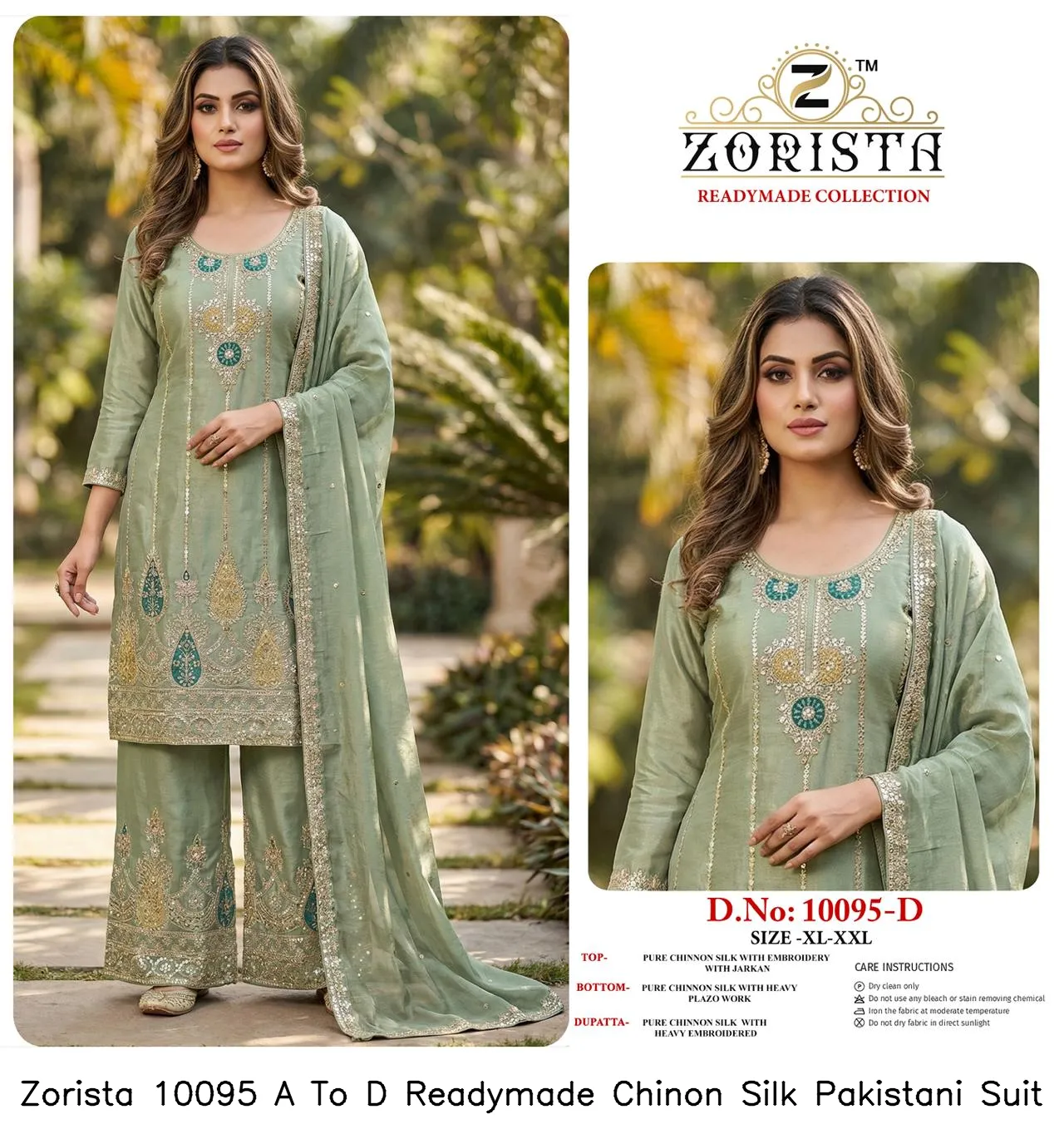Zorista 10095 A To D Readymade Chinon Silk Pakistani Suit — Wholesale Pakistani Suits, Zorista wholesale from Surat — view 2