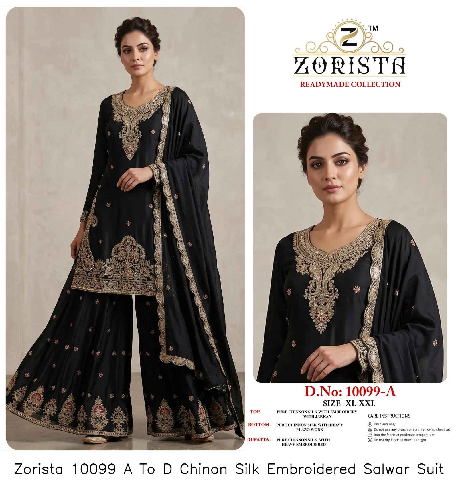 Zorista 10099 A To D Chinon Silk Embroidered Salwar Suit — Wholesale Readymade Pakistani Suits, Zorista wholesale from Surat — Photo 2